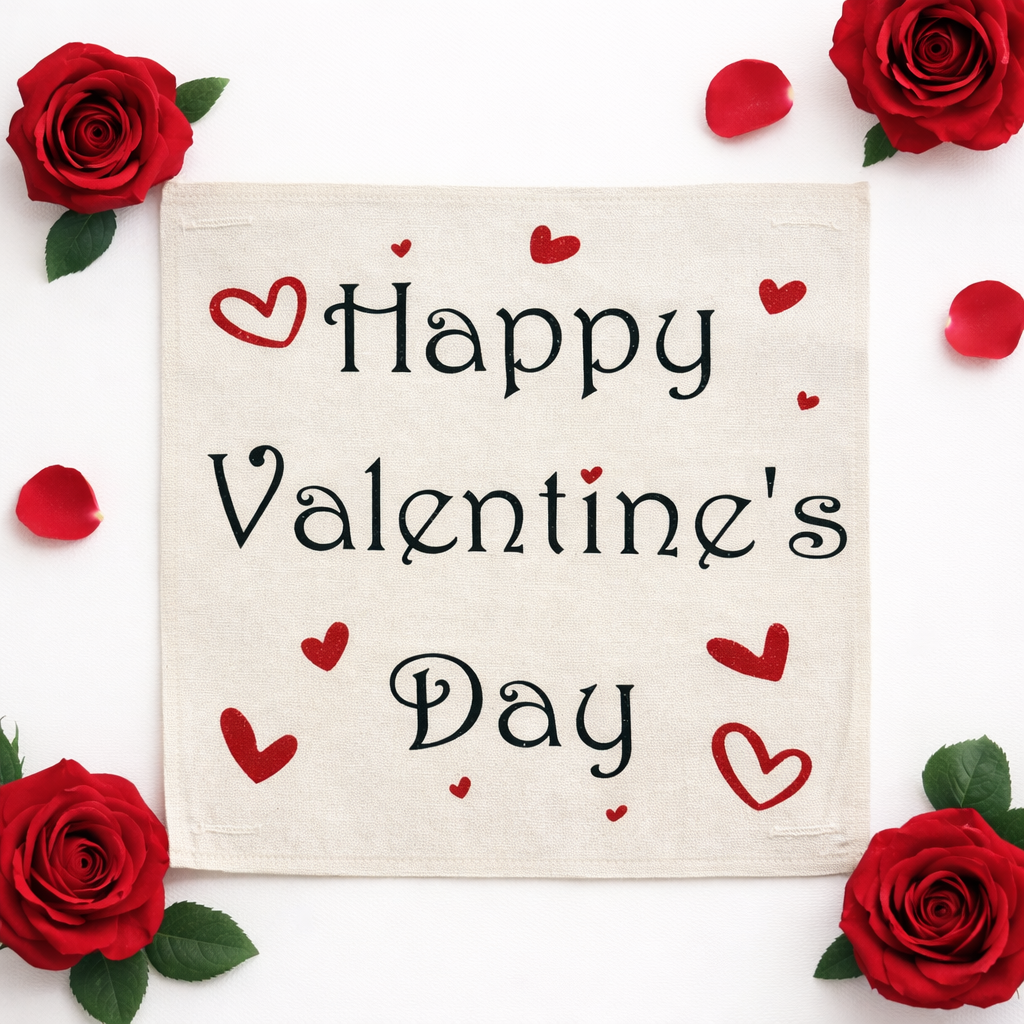 GLITTER PANEL ONLY:  SQUARE Glitter Holiday Panel: Winter, Cherry Pink, Love, Spouse, Partner; SQUARE PINK HAPPY VALENTINE'S DAY