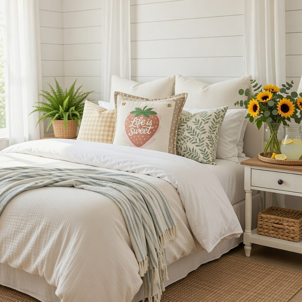 MISFIT  PANEL ONLY: SQUARE Spring, Summer, Garden Lover, Plants, Flowers; Life is Sweet STRAWBERRY ICE CREAM