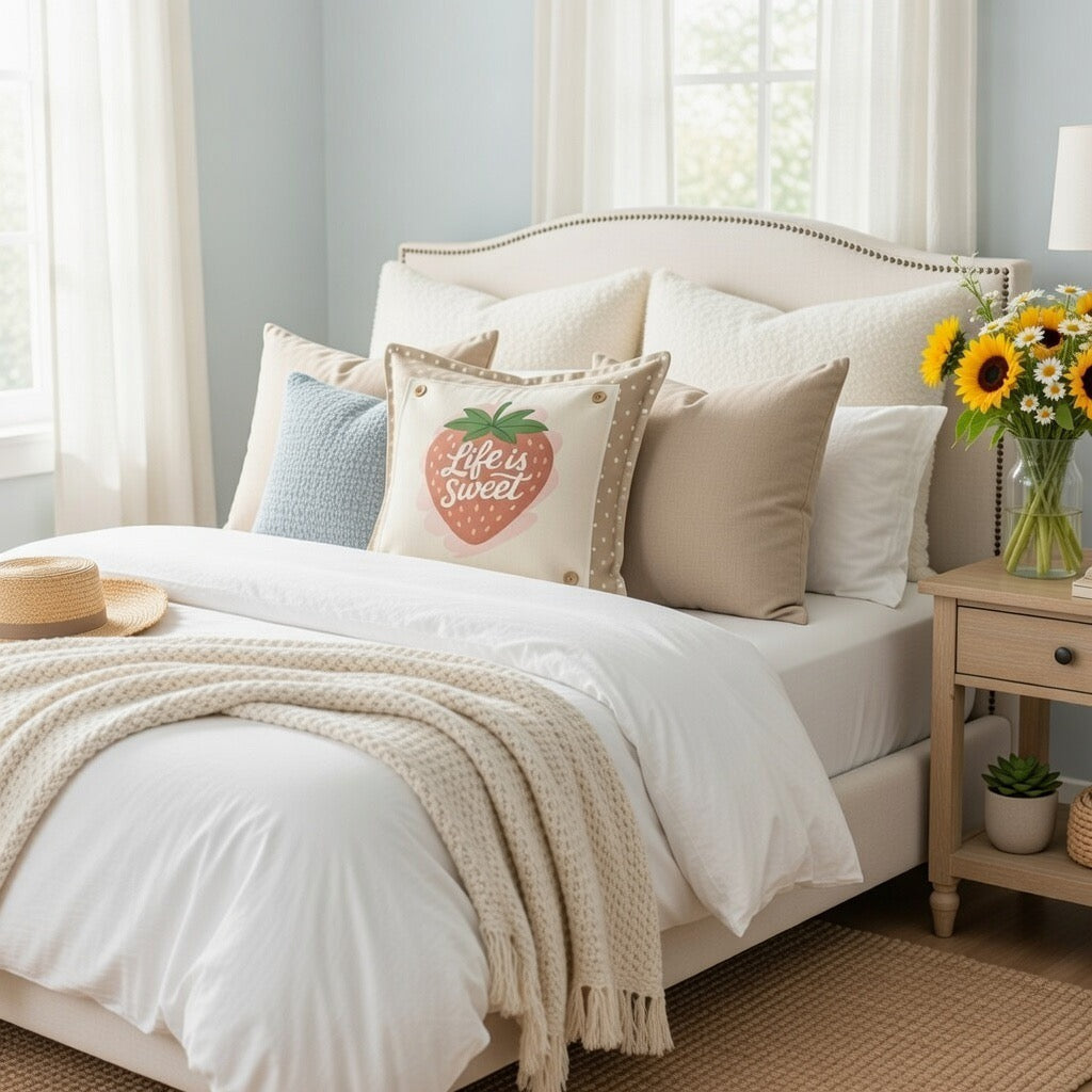 MISFIT  PANEL ONLY: SQUARE Spring, Summer, Garden Lover, Plants, Flowers; Life is Sweet STRAWBERRY ICE CREAM