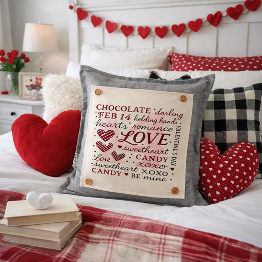 PANEL ONLY: SQUARE Holiday Pure & Simple Aesthetic Classy Clean Boho Heart Cursive Honest Natural Love Winter, Valentine's, Hearts, Red, Pink: SQUARE VALENTINE'S SUBWAY WORD ART