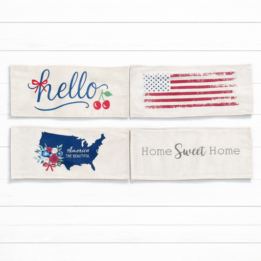 Bundle Deal: Summer Bundle (4 pack) SAVE!!!:HELLO CHERRY, OLD GLORY, USA MAP, HOME SWEET HOME