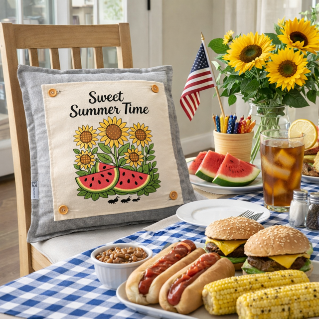 PANEL ONLY: SQUARE Entry, Garden, Between Holidays, House Warming, Host, sunflowers, watermelon, Summer; SWEET SUMMER TIME