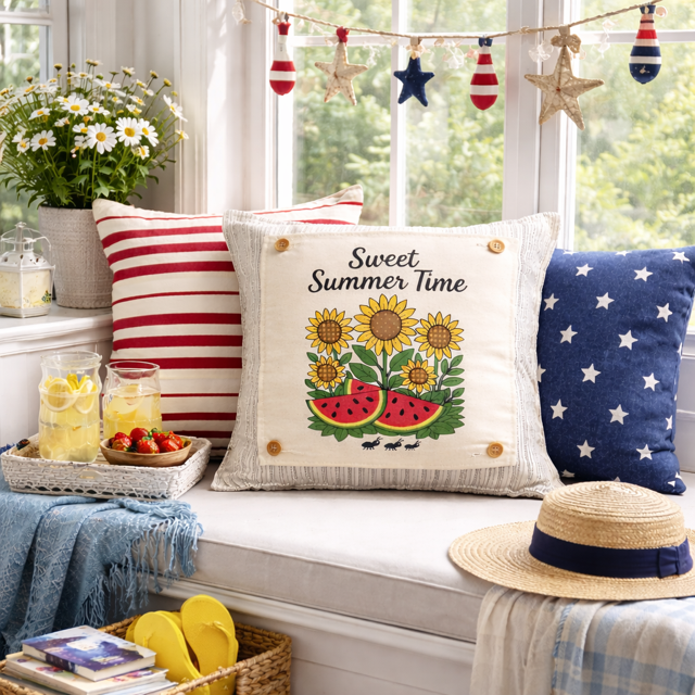 NEW! SQUARE SUMMER/FALL WEDDING BUNDLE:  3 seasons + CHARCOAL pillow: SWEET SUMMER TIME, SPACIOUS SKIES, ACORN BRANCH, CUSTOM PANEL