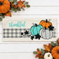 PANEL ONLY: RECTANGLE for throw pillow Autumn Thanksgiving Pumpkins Cider Bless Gratitude Gingham THANKFUL PUMPKIN