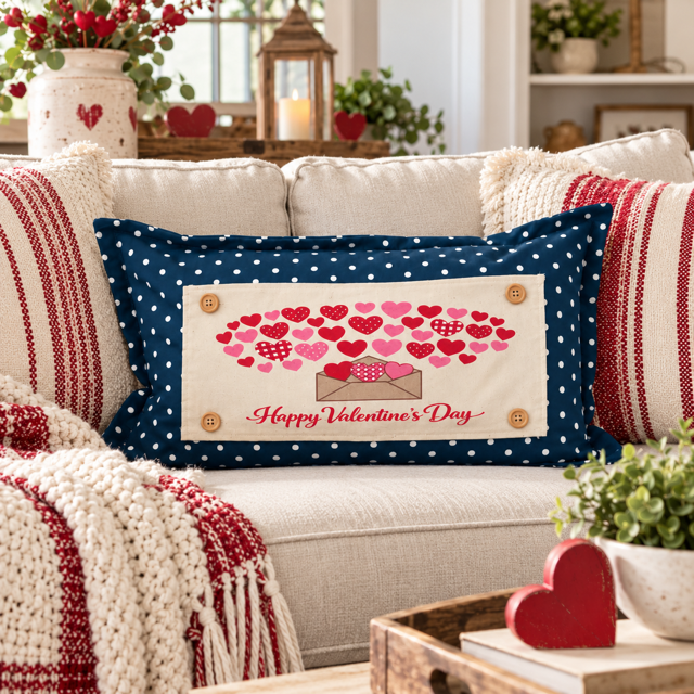 PANEL ONLY:  RECTANGLE Holiday Panel: Valentines, Winter, Love, Hugs, Kisses, Passion, Red, Wife Husband, Boyfriend, Girlfriend, Spouse, Kids, Vintage, Farmhouse, Heart; V-DAY ENVELOPE