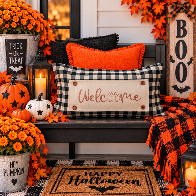 GLITTER PANEL ONLY: RECTANGLE Seasonal Panel: Fall, Autumn, House Warming, Host, Halloween, Thanksgiving; WELCOME PUMPKIN