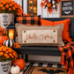 GLITTER PANEL ONLY: RECTANGLE Seasonal Panel: Fall, Autumn, House Warming, Host, Halloween, Thanksgiving; WELCOME PUMPKIN