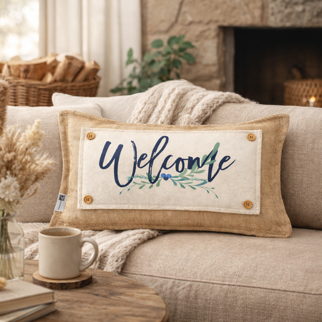 PILLOW ONLY (with fluffy insert): Country Idaho Potato Sack Burlap: BURLAP PILLOW (with insert)