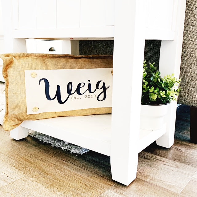 NEW! Custom WINTER Wedding Gift Bundle:  GRAY TICKING STRIPE pillow + custom last name, EVERGREENS / BE MY VALENTINE / CUSTOM PANEL