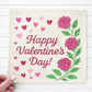 MISFIT PANEL ONLY: SQUARE Holiday Pure & Simple Aesthetic Classy Clean Boho Heart Cursive Honest Natural Love Winter, Valentine's, Hearts, Red, Pink, Polk-a-dot: SQUARE ROSES HAPPY VALENTINE'S DAY
