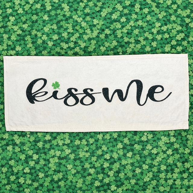 PANEL ONLY: RECTANGLE Glitter Holiday Kiss Me Shamrock. Spring, St Saint Patrick's Day Leprechaun Irish Saying, Luck:  KISS ME SHAMROCK