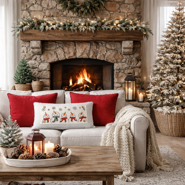 NEW! WINTER Bundle:  3 seasons + GINGHAM/BUFFALO CHECK pillow: SNOWMAN SCARVES / XOXO / CARROT PATCH