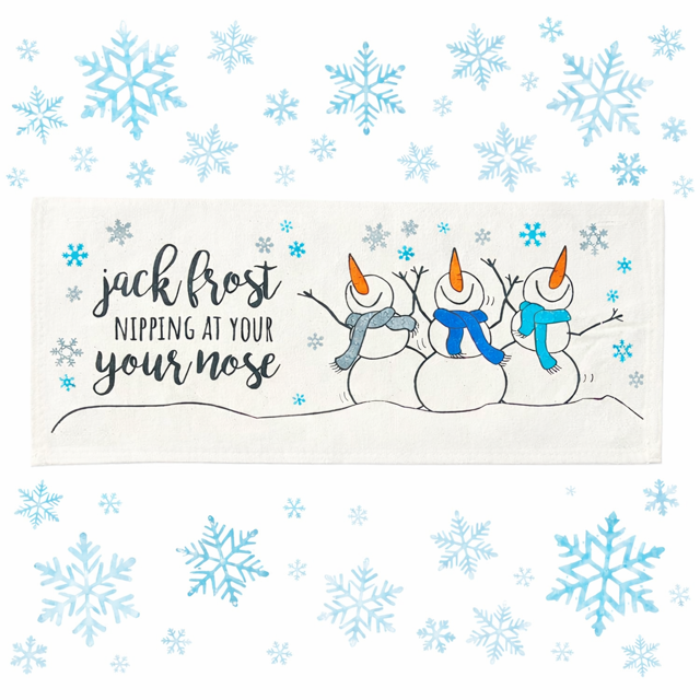 PANEL ONLY: 
Season Panel: Winter January Decor Snow Snowflake Christmas; Singing Chorus Caroling Dancing Snowman JACK FROST