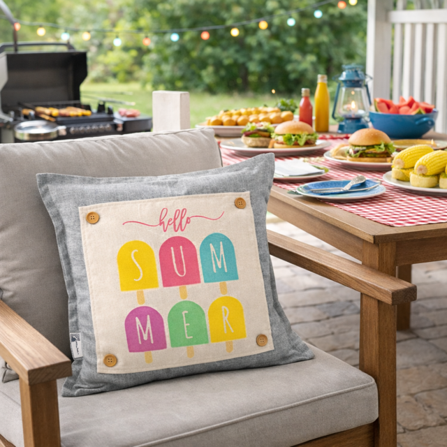 PANEL ONLY: SQUARE Hello Summer Vibes Lazy Days Childhood Memory Hot Melt POPSICLE