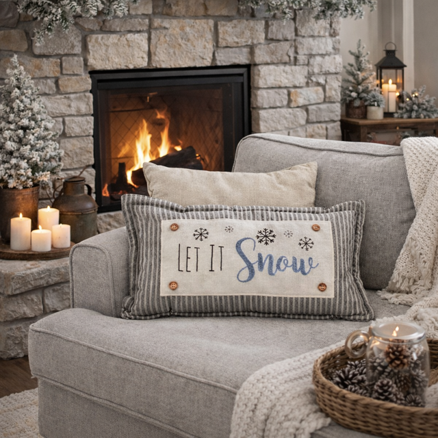 PANEL ONLY: 
RECTANGLE Glitter Seasonal Panel: Winter Blue Ice Sparkle Twinkle Bling Glitz Confetti Christmas; LET IT SNOW