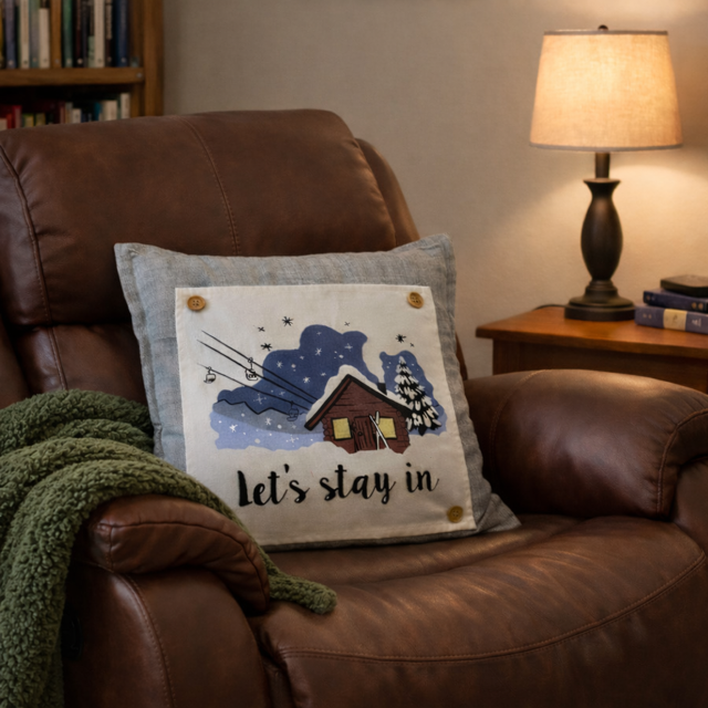 PANEL ONLY: 
SQUARE Holiday Panel: Christmas Family Tradition Snow Scene Winter Wonderland Resort Downhill  SKI LODGE