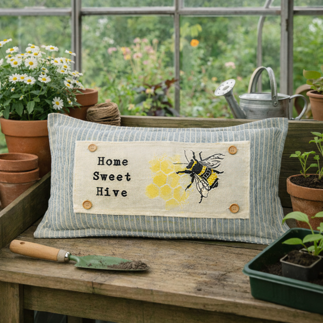 PANEL ONLY: RECTANGLE Boho Beehive Happy Mother's Day Summer, Spring; 1 BEE HOME SWEET HIVE