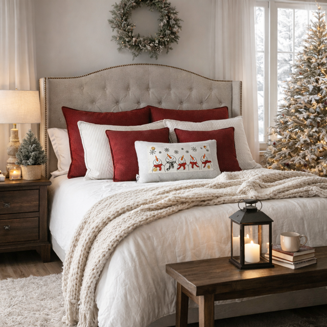 NEW! WINTER Bundle:  3 seasons + GINGHAM/BUFFALO CHECK pillow: SNOWMAN SCARVES / XOXO / CARROT PATCH