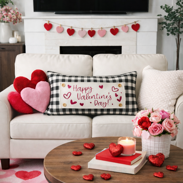 GLITTER PANEL ONLY:  RECTANGLE Glitter Holiday Panel: Winter, Cherry Pink, Love, Spouse, Partner; PINK HAPPY VALENTINE'S DAY