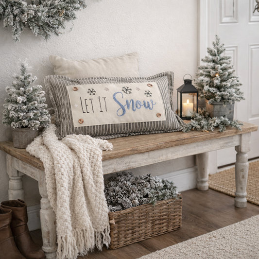 Glitter Seasonal Panel: Winter Blue Ice Sparkle Twinkle Bling Glitz Confetti Christmas; LET IT SNOW