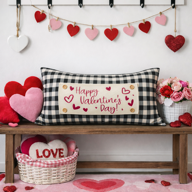 GLITTER PANEL ONLY:  RECTANGLE Glitter Holiday Panel: Winter, Cherry Pink, Love, Spouse, Partner; PINK HAPPY VALENTINE'S DAY