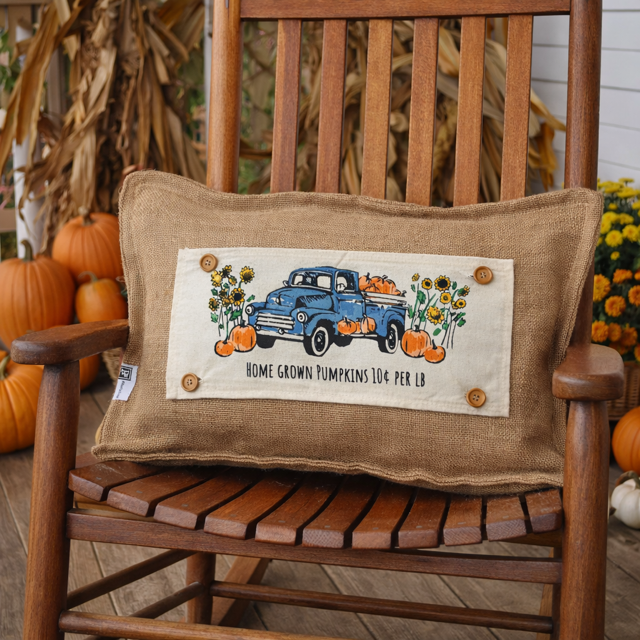 PANEL ONLY: RECTANGLE Fall, Autumn,  Father's Day Dad Thanksgiving, Country Farm, Rustic; VINTAGE PUMPKIN TRUCK