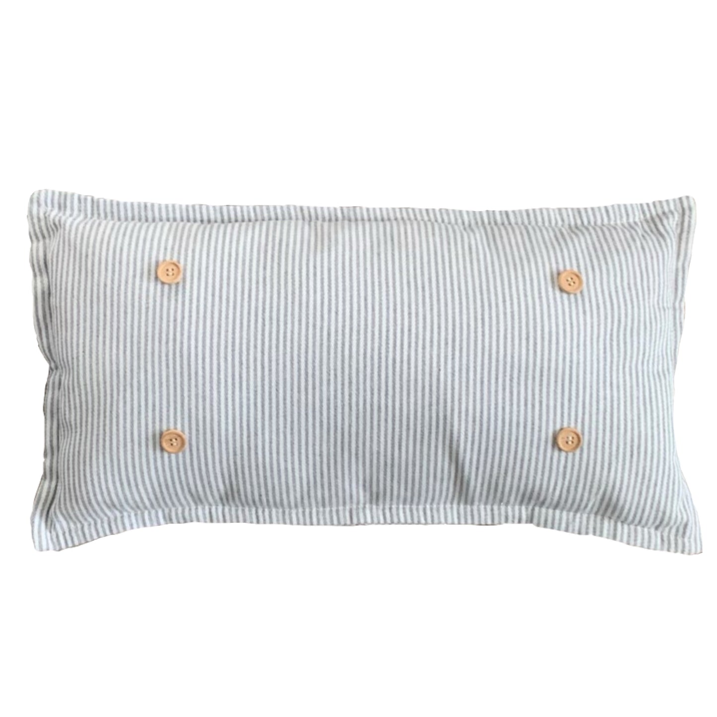 Pillow ONLY (with fluffy insert): Farmhouse Gray/White Ticking Stripes