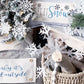 NEW!  GLITTER GIFT PARTY PACKAGE BUNDLE: Holiday Pillow Cover Panel Christmas Winter Wonderland:  GLITTER LET IT SNOW / BABY IT'S COLD OUTSIDE + charcoal gray stripes table runner