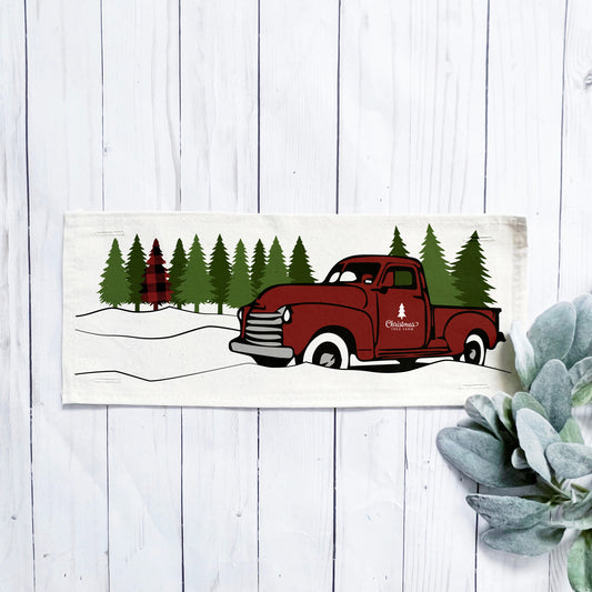 NEW!   Holiday Panel: Winter, Trees,  Father's Day Dad  Vintage; Christmas Red Buffalo Check Tree Truck