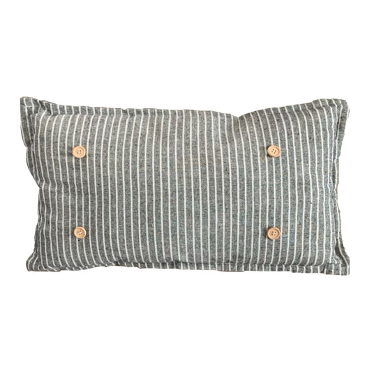 Pillow ONLY (with fluffy insert): Galvinized Charcoal/Cream Farm Stripes