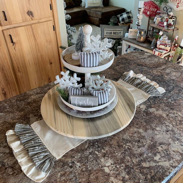 Matching Table Runner: Charcoal/Cream Stripes