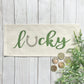 Glitter Holiday Panel: Lucky, Spring, March Word Green and Gold, St Saint Patricks Day Leprechauns, LUCKY