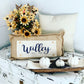 Custom Wedding Gift Bundle:  3 seasons + pillow + custom last name panel [Make sure to leave the name/year in the text box below]: Farm Animals / Our Nest/ Valentine's Truck