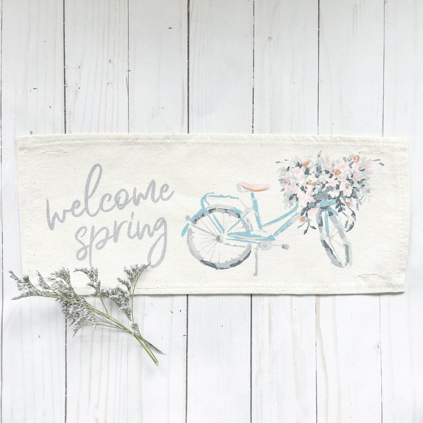 Seasonal Panel: Flowers, Pastel Water Color Bouquet; Welcome Spring Bike