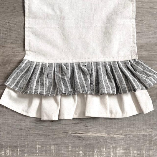 Matching Table Runner: CHARCOAL/CREAM STRIPES RUNNER